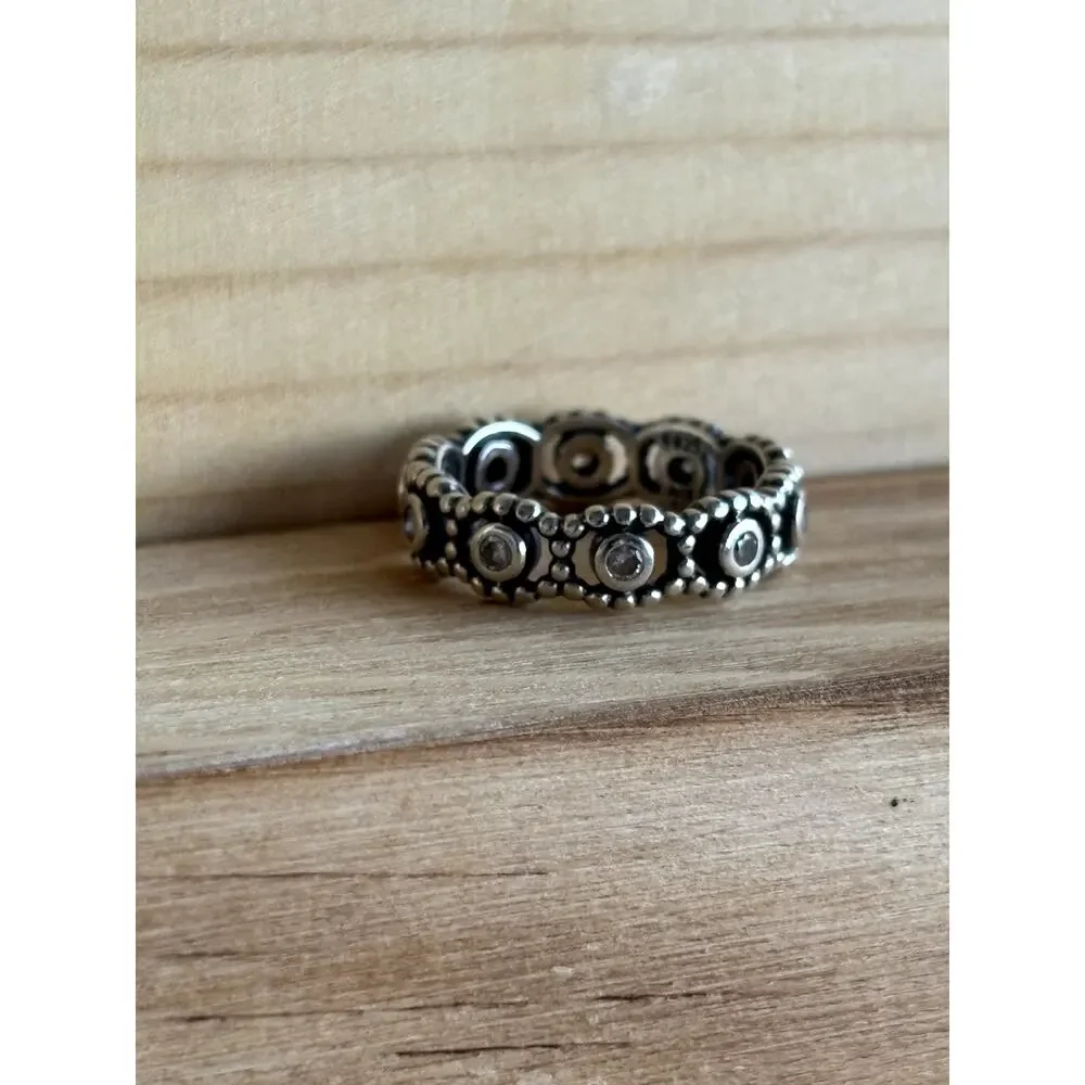 Pandora Her Majesty 925 Sterling Silver Cubic Zirconia Eternity Ring Size 6 (52)